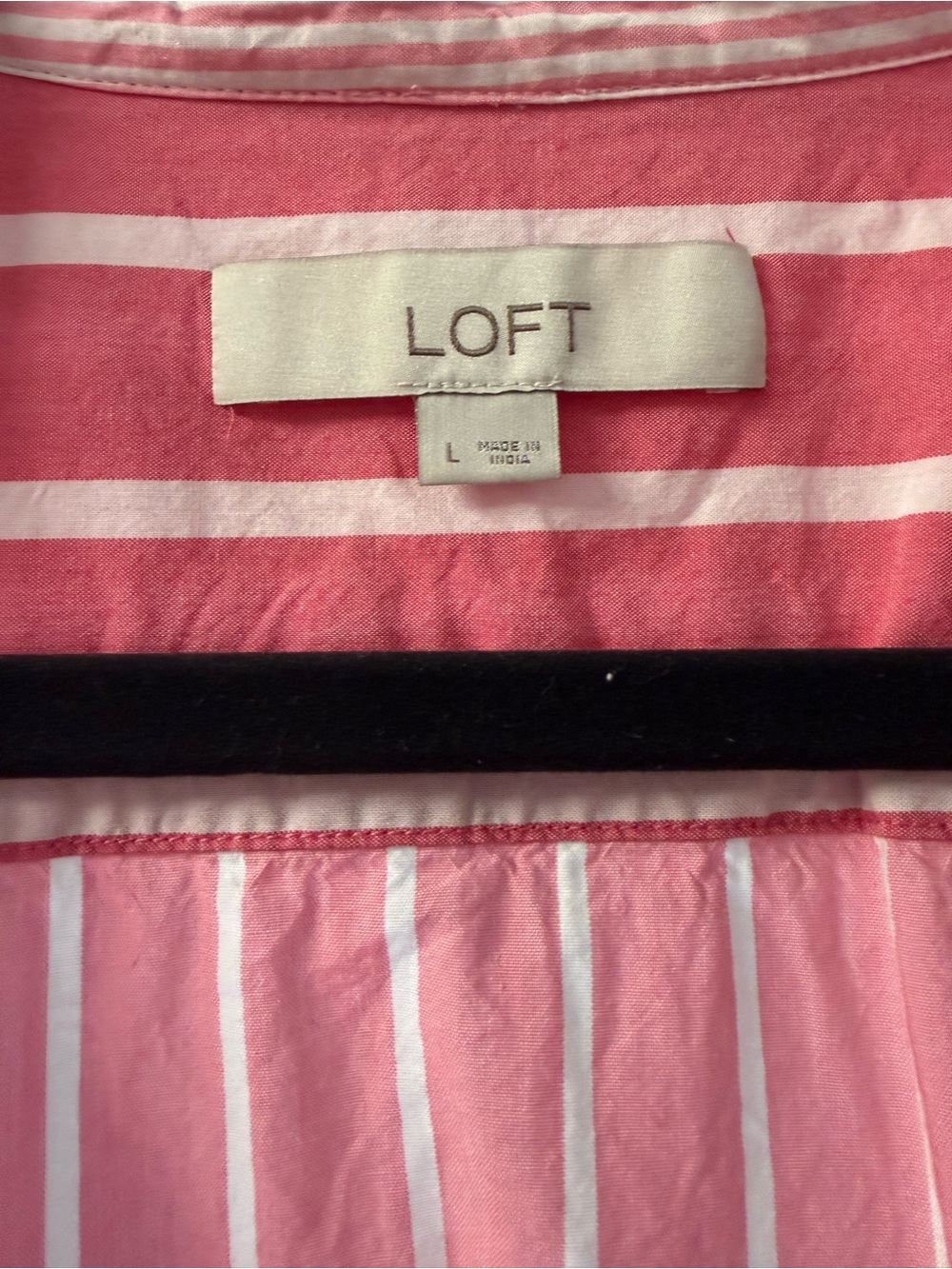 LOFT Pink and White Vertical-Strip Button Down Shirt - Picture 6 of 8